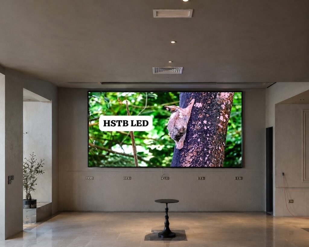Écran LED mural intérieur HSTB LED dans un hall d’accueil